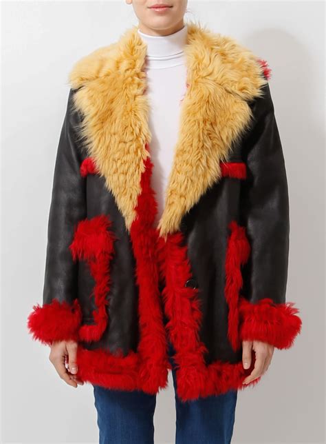 prada shearling coat red|Prada 2014 Printed Shearling.